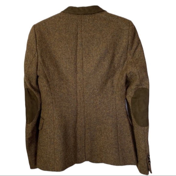 Massimo Dutti Olive Green Brown Tweed Wool Blazer Size 4 - Picture 2 of 14